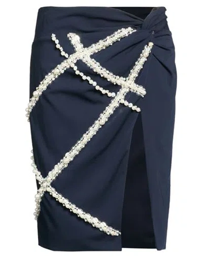 Des_phemmes Woman Midi Skirt Midnight Blue Size 4 Polyester, Viscose, Wool, Elastane
