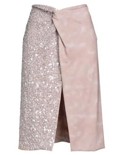 Des_phemmes Woman Midi Skirt Sand Size 10 Polyester, Cotton In Gray
