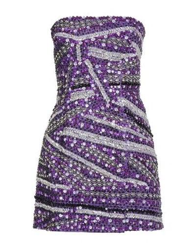 DES_PHEMMES DES_PHEMMES WOMAN MINI DRESS PURPLE SIZE 6 COTTON, ELASTANE