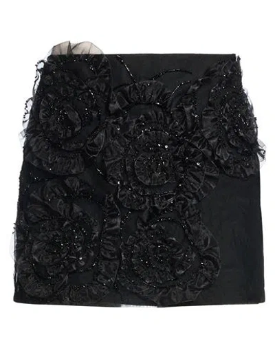 Des_phemmes Woman Mini Skirt Black Size 4 Nylon, Viscose, Polyester, Glass, Metal