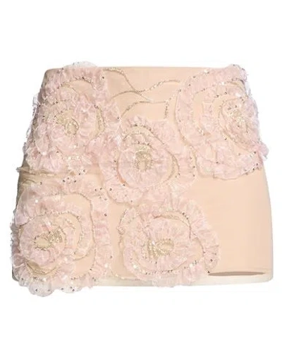 Des_phemmes Woman Mini Skirt Blush Size 6 Nylon, Viscose, Polyester, Glass, Metal In Pink