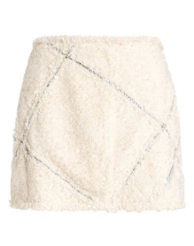 Des_phemmes Woman Mini Skirt Cream Size 4 Viscose, Cotton In Multi