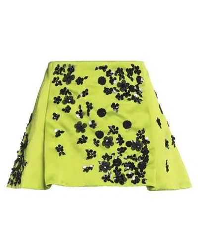Des_phemmes Woman Mini Skirt Lime Green Size 6 Polyester, Glass