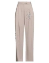 Des_phemmes Woman Pants Beige Size 4 Polyester, Viscose, Wool, Elastane In Sand