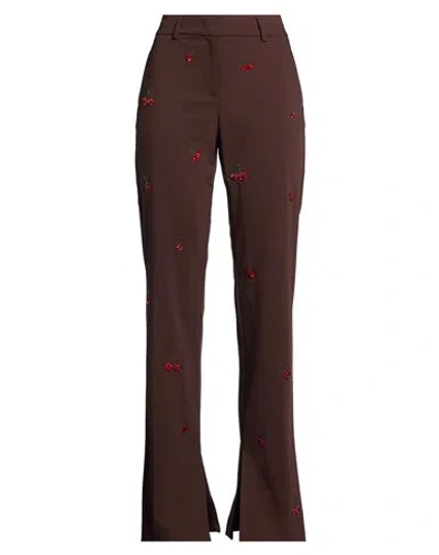 Des_phemmes Woman Pants Chocolate Brown Size 4 Polyester, Viscose, Wool, Elastane
