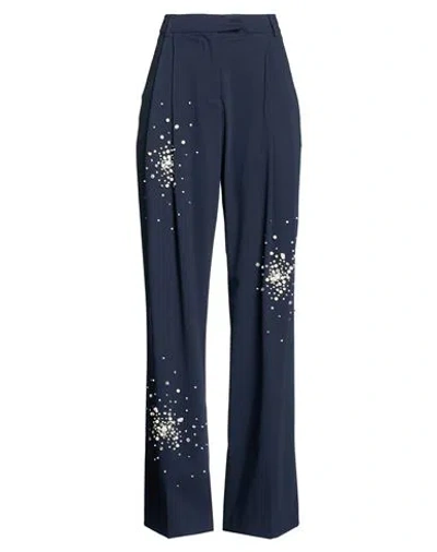 Des_phemmes Woman Pants Midnight Blue Size 4 Polyester, Viscose, Wool, Elastane