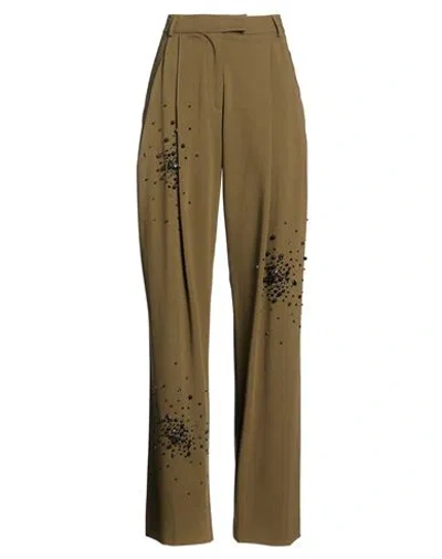 Des_phemmes Woman Pants Military Green Size 4 Polyester, Viscose, Wool, Elastane