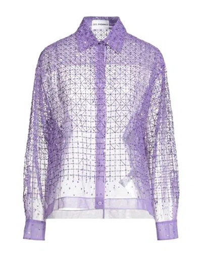 Des_phemmes Woman Shirt Purple Size 4 Nylon, Viscose, Polyester, Glass, Metal