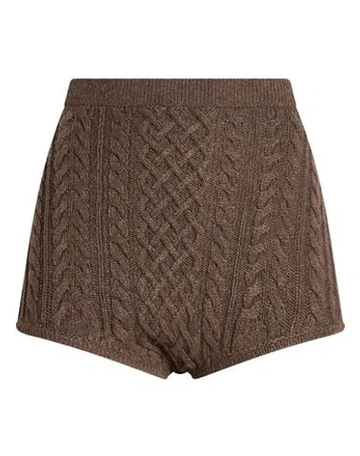 Des_phemmes Woman Shorts & Bermuda Shorts Chocolate Brown Size S Polyamide, Wool, Viscose, Cashmere, In White