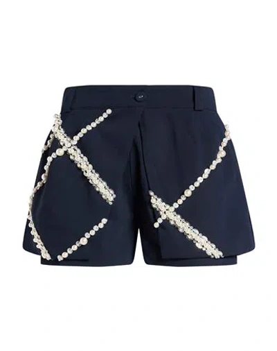 Des_phemmes Woman Shorts & Bermuda Shorts Midnight Blue Size 4 Polyester, Viscose, Wool, Elastane