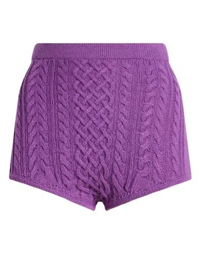 Des_phemmes Woman Shorts & Bermuda Shorts Purple Size S Polyamide, Wool, Viscose, Cashmere, Polyeste