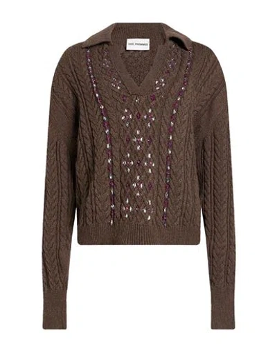 Des_phemmes Woman Sweater Brown Size M Polyamide, Wool, Viscose, Cashmere, Polyester
