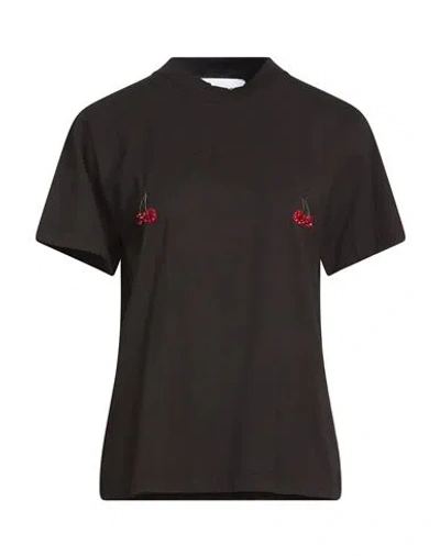 Des_phemmes Woman T-shirt Black Size 4 Cotton, Glass, Metallic Fiber, Polyester