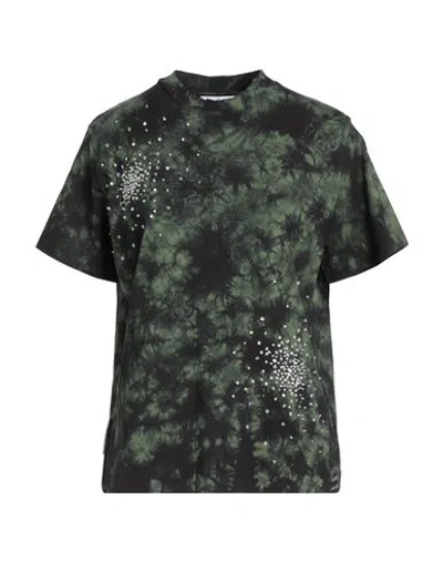 Des_phemmes Woman T-shirt Military Green Size 8 Cotton, Elastane, Glass, Metal, Polyester