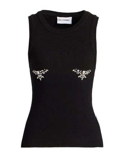 Des_phemmes Woman Tank Top Black Size 4 Cotton