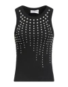Des_phemmes Woman Tank Top Black Size 8 Cotton, Elastane, Glass, Metal, Polyester
