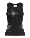 Des_phemmes Woman Tank Top Black Size 8 Cotton, Elastane, Glass, Metal, Polyester