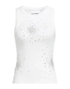 Des_phemmes Woman Tank Top Off White Size 8 Cotton, Elastane, Glass, Metal, Polyester In White