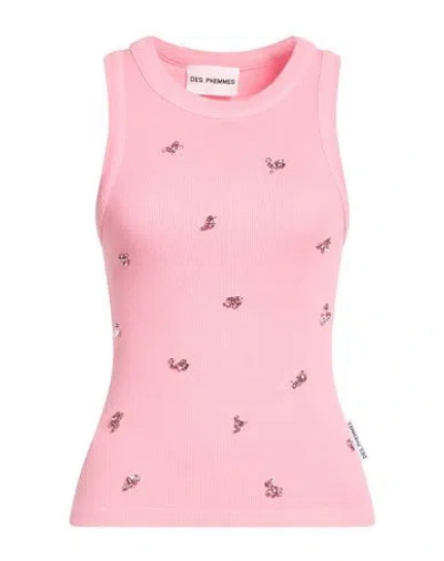 Des_phemmes Woman Tank Top Pink Size 6 Cotton, Elastane, Glass