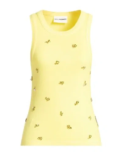 Des_phemmes Woman Tank Top Yellow Size 8 Cotton, Elastane, Glass