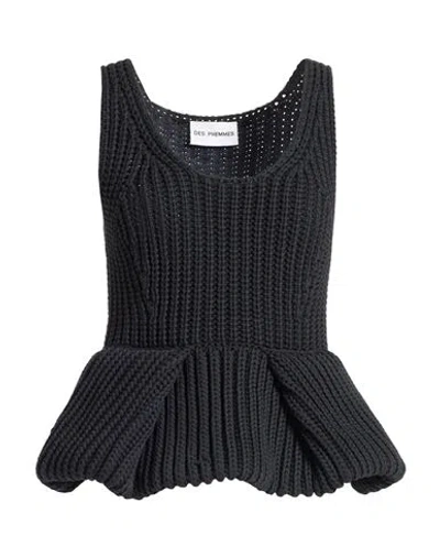 Des_phemmes Woman Top Black Size S Cotton, Polyamide In Blue