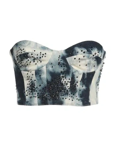 Des_phemmes Woman Top Blue Size 6 Cotton, Nylon, Elastane