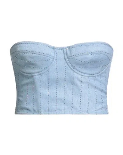 Des_phemmes Woman Top Sky Blue Size S Wool, Polyester, Polyamide, Viscose