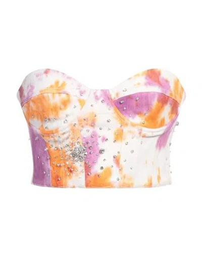 Des_phemmes Woman Top White Size 4 Cotton In Multi