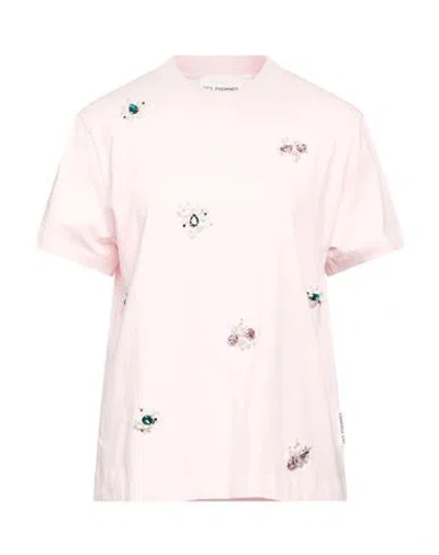 Des_phemmes Woman T-shirt Light Pink Size 4 Cotton, Glass, Metal, Polyester