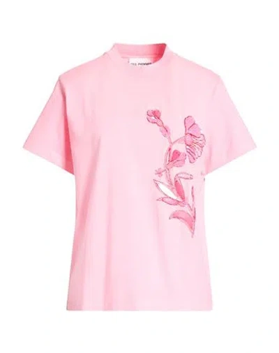 Des_phemmes Woman T-shirt Pink Size 4 Cotton, Glass, Metal, Polyester