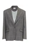 Des_phemmes Wool And Lurex Houndstooth Oversized Blazer In Dark Grey