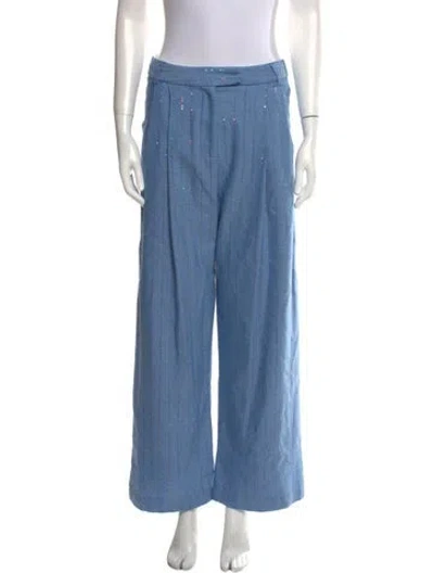 Pre-owned Des_phemmes Wool Wide Leg Pants In Blue