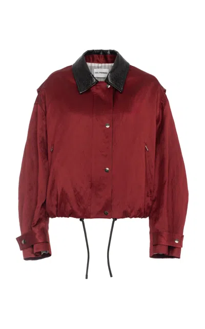 Des_phemmes Workwear Satin Bomber Jacket In Burgundy
