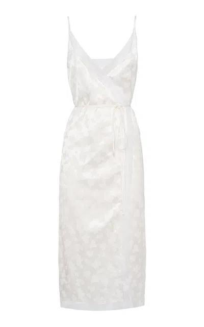 Des_phemmes Wrap Satin Midi Dress In White