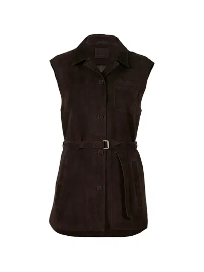 Desa 1972 Belted Sleeveless Jacket In Brown