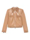 Desa 1972 Leather Shirt Collar Jacket In Brown