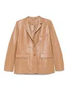 Desa 1972 Tailored Leather Blazer With Structured Shoulders In Brown