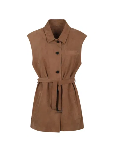 Desa 1972 Button Belted Jacket In Brown