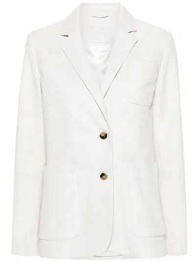 Desa 1972 Leather Blazer Jacket In Beige