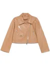 Desa 1972 Cropped Leather Biker Jacket In Brown