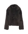 Desa 1972 Cropped Shearling Coat With Distinctive Oversized Collar In Brown
