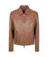 Desa 1972 Leather Fitted Bomber Jacket In Brown