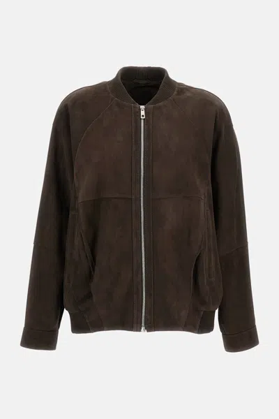 Desa 1972 Draped Bomber Oversize Jacket In Brown