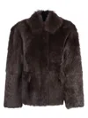 Desa 1972 Reversible Shearling Boxy Jacket In Brown