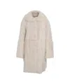 Desa 1972 Lamb Leather Coat With Voluminous Collar And Unique Textures In Neutral