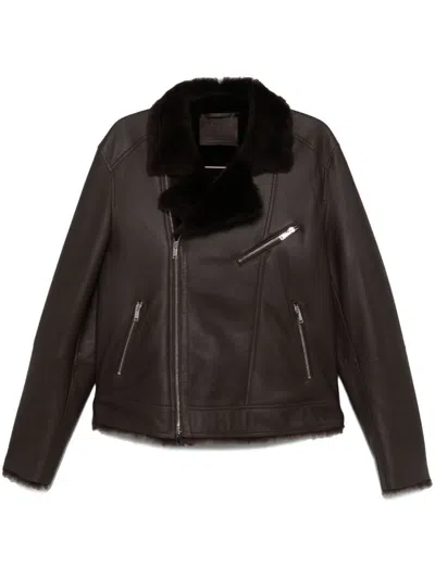 Desa 1972 Leather Biker Jacket In Brown