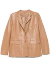 Desa 1972 Tailored Leather Blazer With Structured Shoulders In Brown