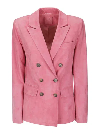 Desa 1972 Leather Blazer Jacket In Pink