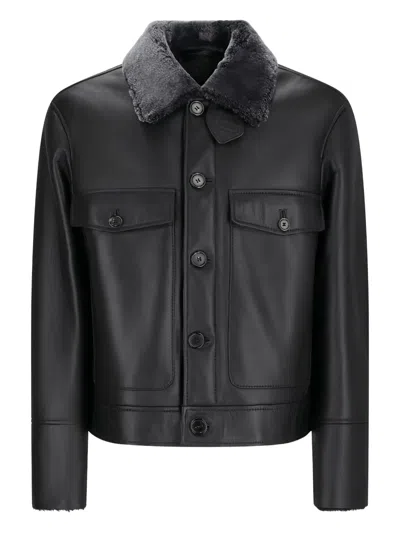 Desa 1972 Leather Boxy Jacket In Black