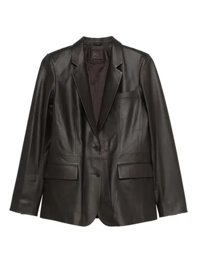 Desa 1972 Leather Classic Blazer In Black